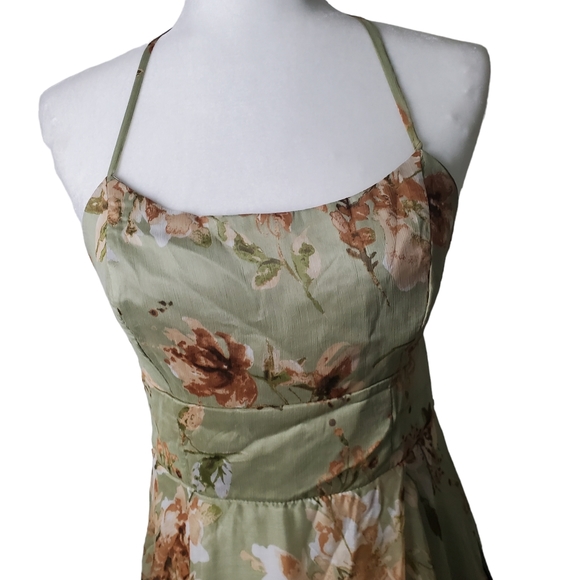 New Lulu's Mood of the Night Sage Green Floral Print Maxi Dress Size M - Picture 3 of 12